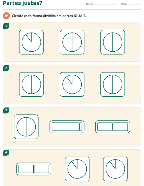 Pré-visualização da ficha de Frações para 2º ano do ensino fundamental