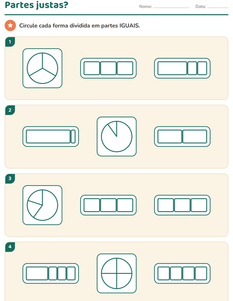 Pré-visualização da ficha de Frações para 2º ano do ensino fundamental