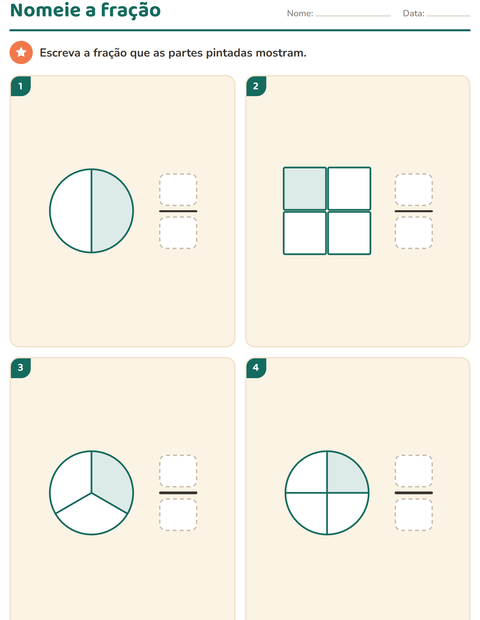 Pré-visualização da ficha de Frações para 3º ano do ensino fundamental
