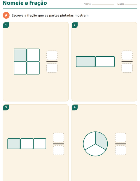 Pré-visualização da ficha de Frações para 3º ano do ensino fundamental