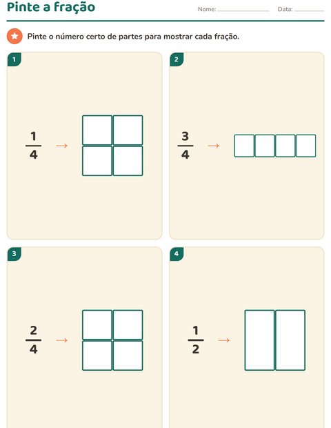 Pré-visualização da ficha de Frações para 3º ano do ensino fundamental