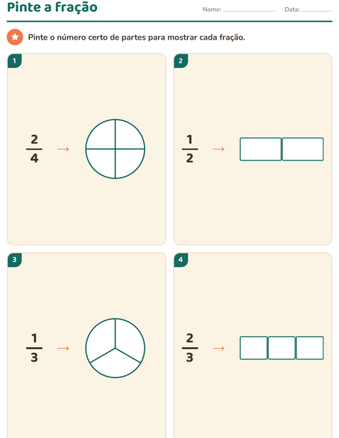 Pré-visualização da ficha de Frações para 3º ano do ensino fundamental