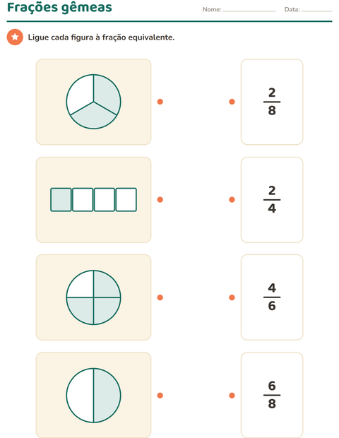 Pré-visualização da ficha de Frações para 3º ano do ensino fundamental