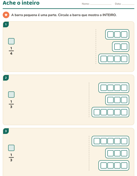Pré-visualização da ficha de Frações para 3º ano do ensino fundamental