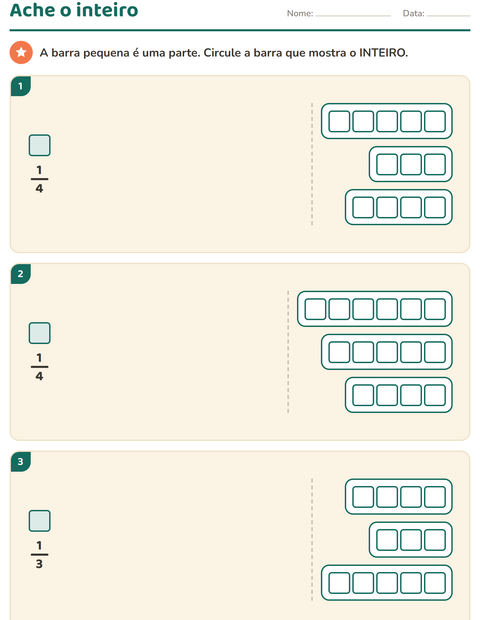 Pré-visualização da ficha de Frações para 3º ano do ensino fundamental