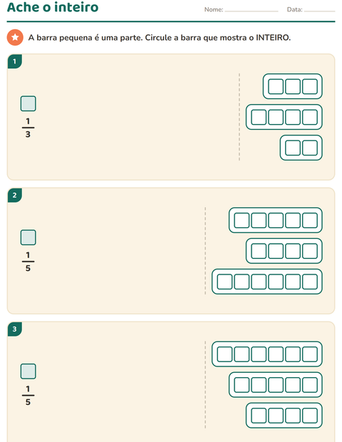 Pré-visualização da ficha de Frações para 3º ano do ensino fundamental