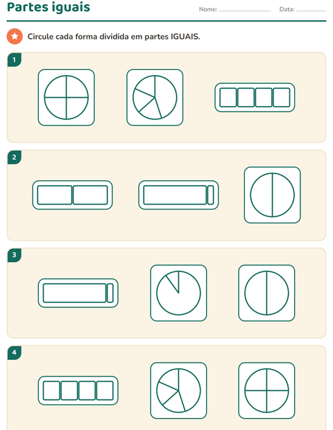 Pré-visualização da ficha de Frações para 3º ano do ensino fundamental