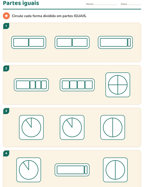 Pré-visualização da ficha de Frações para 3º ano do ensino fundamental