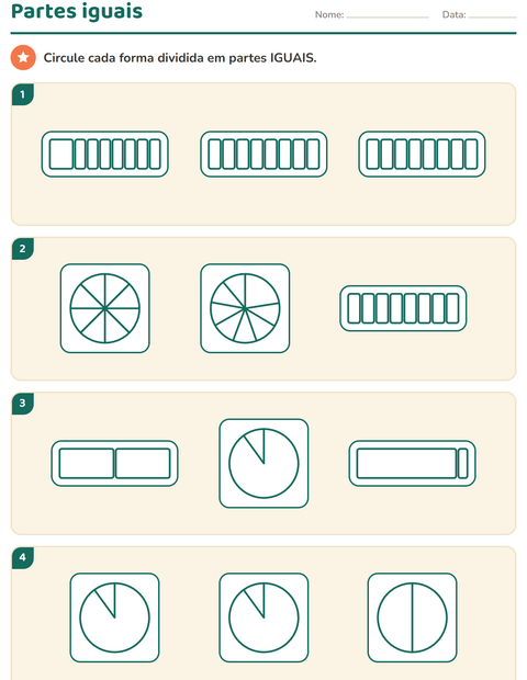 Pré-visualização da ficha de Frações para 3º ano do ensino fundamental