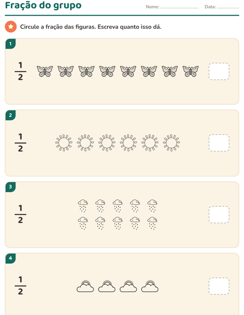 Pré-visualização da ficha de Frações com Natureza PB para 3º ano do ensino fundamental