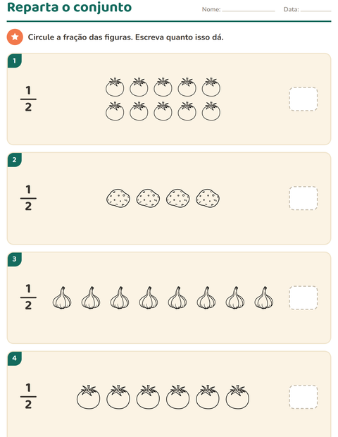 Pré-visualização da ficha de Frações com Vegetais PB para 2º ano do ensino fundamental