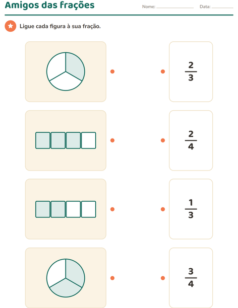 Pré-visualização da ficha de Frações para 2º ano do ensino fundamental
