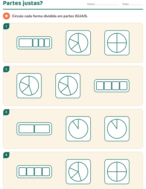 Pré-visualização da ficha de Frações para 2º ano do ensino fundamental
