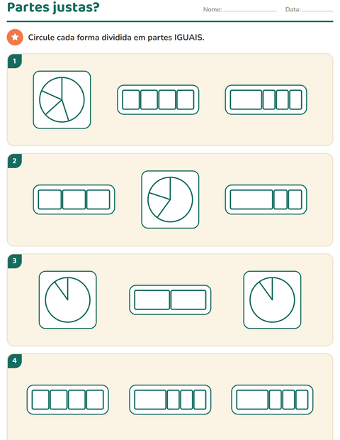 Pré-visualização da ficha de Frações para 2º ano do ensino fundamental
