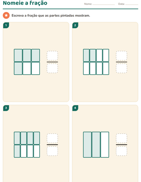 Pré-visualização da ficha de Frações para 3º ano do ensino fundamental