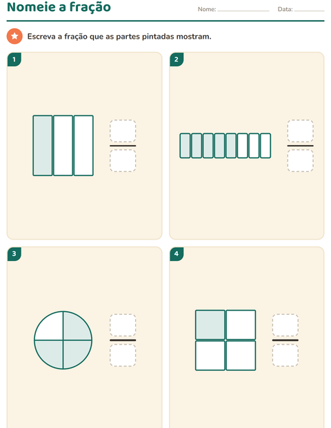 Pré-visualização da ficha de Frações para 3º ano do ensino fundamental