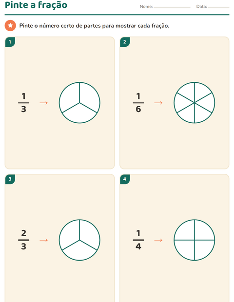 Pré-visualização da ficha de Frações para 3º ano do ensino fundamental
