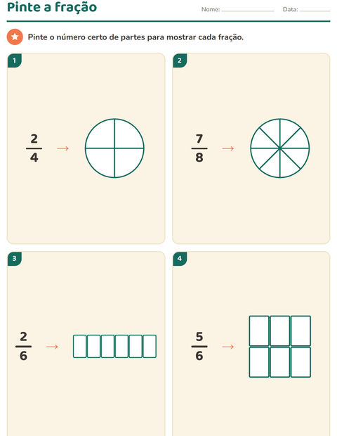Pré-visualização da ficha de Frações para 3º ano do ensino fundamental