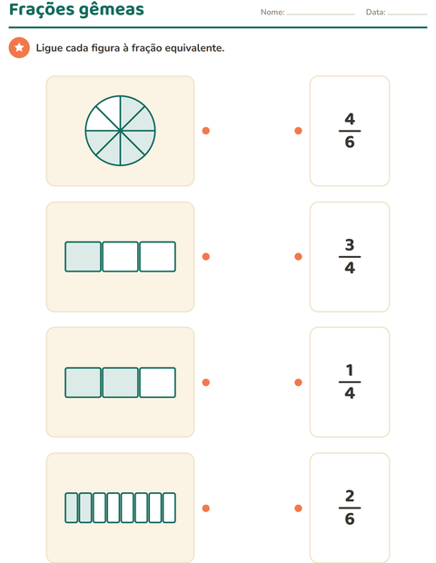 Pré-visualização da ficha de Frações para 3º ano do ensino fundamental