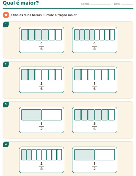 Pré-visualização da ficha de Frações para 3º ano do ensino fundamental