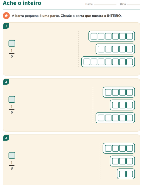 Pré-visualização da ficha de Frações para 3º ano do ensino fundamental
