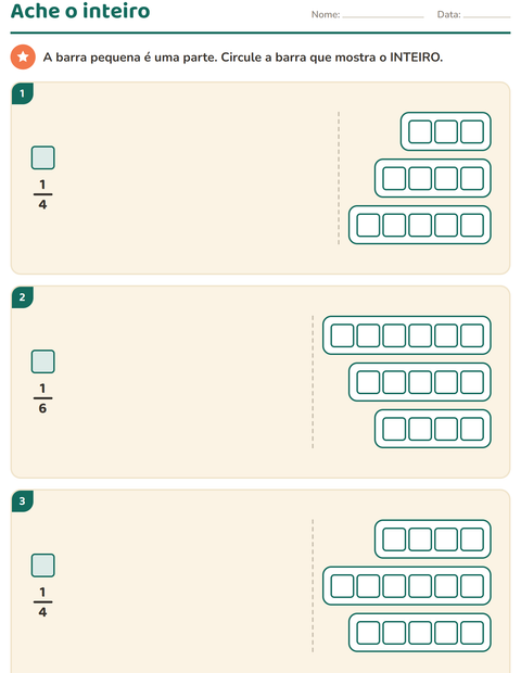 Pré-visualização da ficha de Frações para 3º ano do ensino fundamental