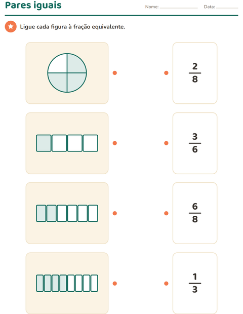 Pré-visualização da ficha de Frações para 3º ano do ensino fundamental