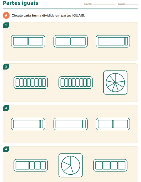 Pré-visualização da ficha de Frações para 3º ano do ensino fundamental