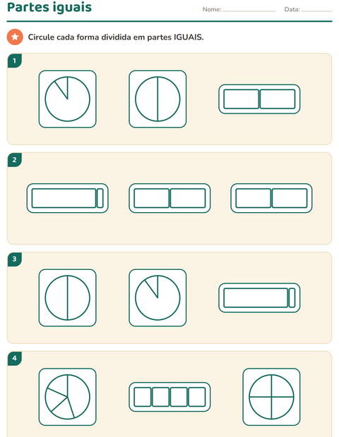 Pré-visualização da ficha de Frações para 3º ano do ensino fundamental