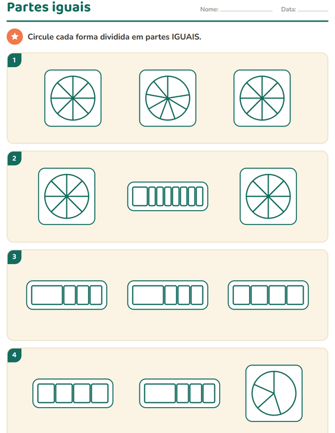 Pré-visualização da ficha de Frações para 3º ano do ensino fundamental