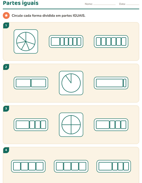 Pré-visualização da ficha de Frações para 3º ano do ensino fundamental