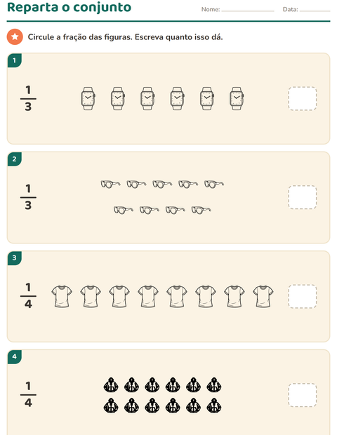 Pré-visualização da ficha de Frações com Vestuário PB para 2º ano do ensino fundamental