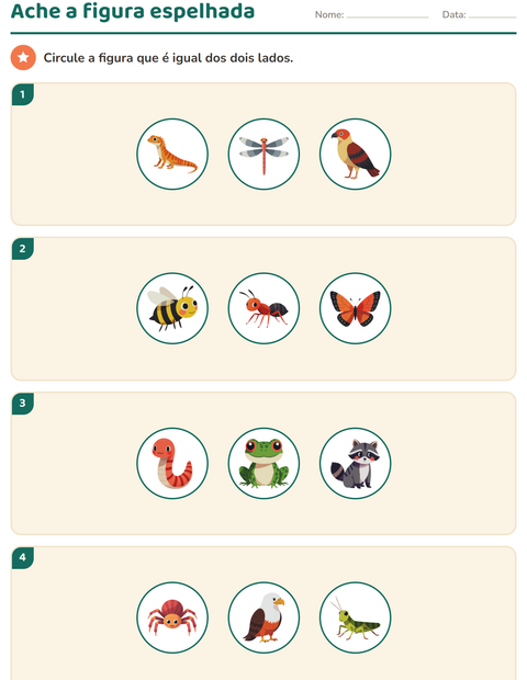 Pré-visualização da ficha de Geometria com Criaturas da floresta para 2º ano do ensino fundamental