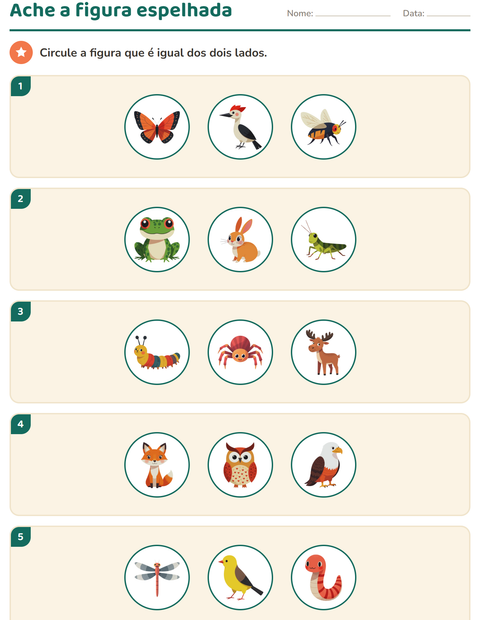Pré-visualização da ficha de Geometria com Criaturas da floresta para 2º ano do ensino fundamental