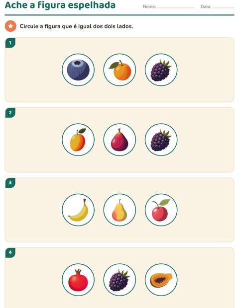 Pré-visualização da ficha de Geometria com Frutas para 2º ano do ensino fundamental