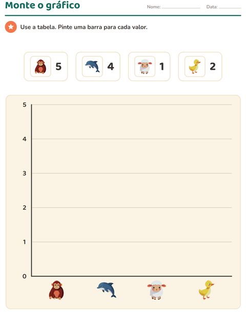 Pré-visualização da ficha de Gráficos e dados com Animais para 3º ano do ensino fundamental