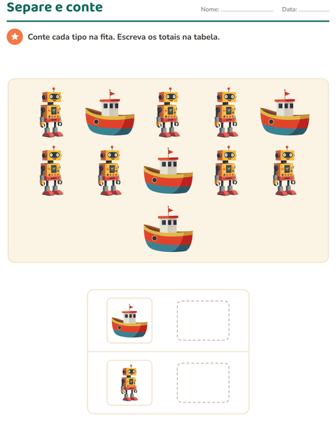 Pré-visualização da ficha de Gráficos e dados com Brinquedos para 1º ano do ensino fundamental