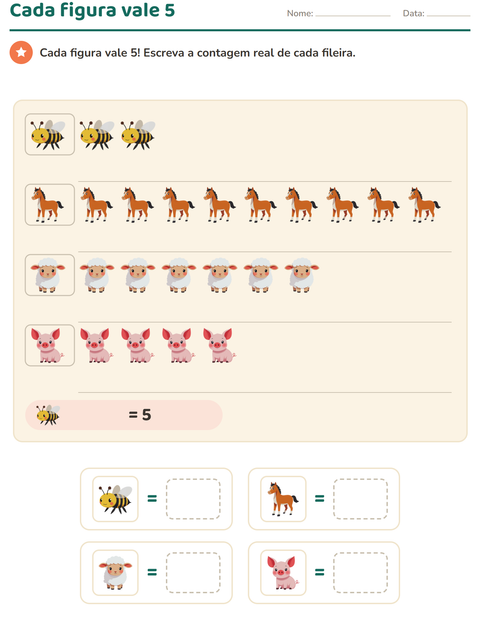 Pré-visualização da ficha de Gráficos e dados com Animais da fazenda para 3º ano do ensino fundamental