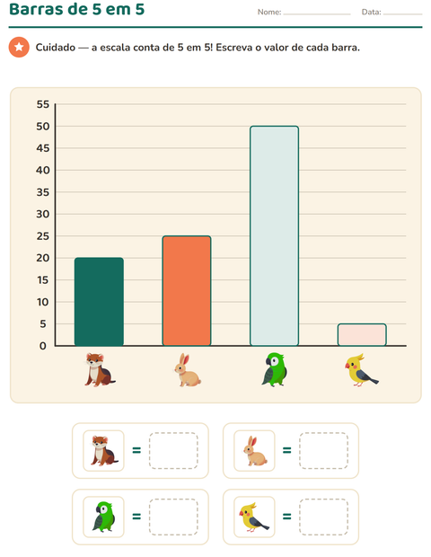 Pré-visualização da ficha de Gráficos e dados com Animais de estimação para 3º ano do ensino fundamental