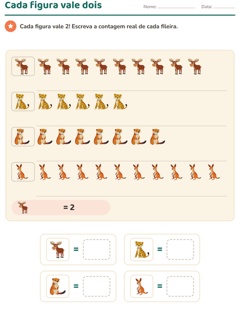 Pré-visualização da ficha de Gráficos e dados com Animais do zoológico para 2º ano do ensino fundamental