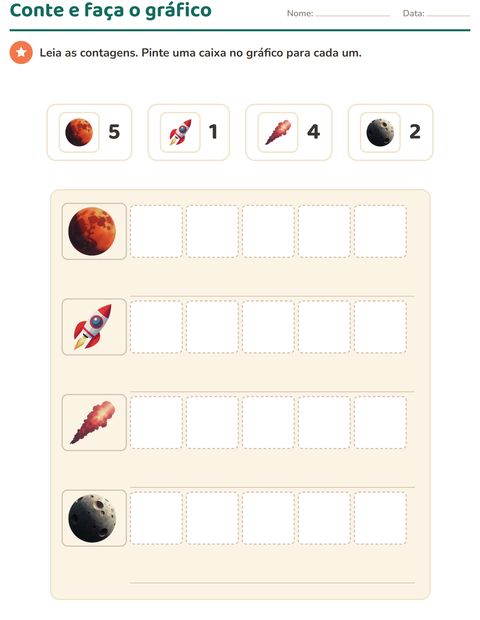 Pré-visualização da ficha de Gráficos e dados com Espaço para 1º ano do ensino fundamental