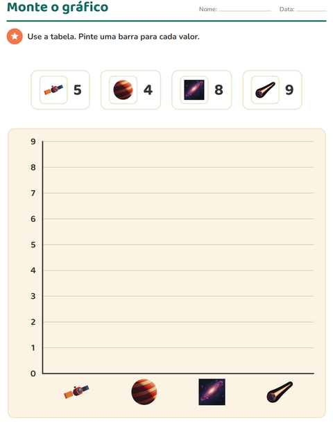 Pré-visualização da ficha de Gráficos e dados com Espaço para 3º ano do ensino fundamental