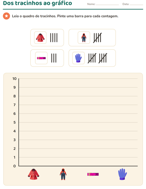 Pré-visualização da ficha de Gráficos e dados com Roupas para 2º ano do ensino fundamental