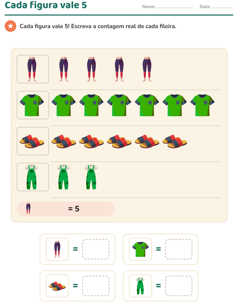 Pré-visualização da ficha de Gráficos e dados com Roupas para 3º ano do ensino fundamental