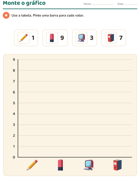 Pré-visualização da ficha de Gráficos e dados com Sala de aula para 3º ano do ensino fundamental