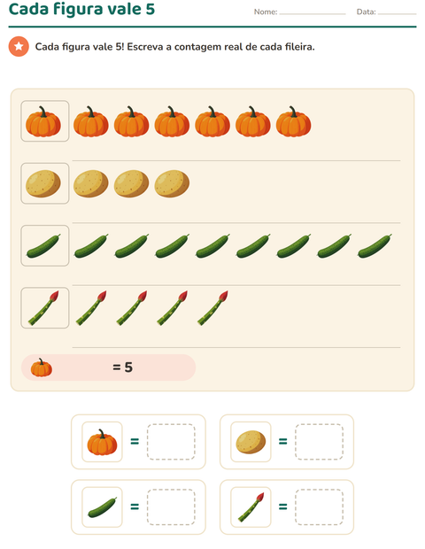 Pré-visualização da ficha de Gráficos e dados com Vegetais para 3º ano do ensino fundamental