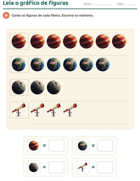 Pré-visualização da ficha de Gráficos e dados com Espaço para 1º ano do ensino fundamental