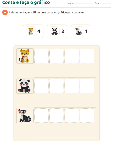 Pré-visualização da ficha de Gráficos e dados com Animais do zoológico para 1º ano do ensino fundamental