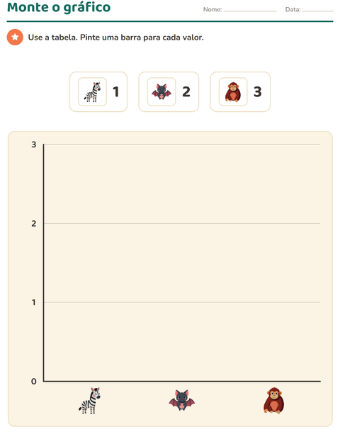 Pré-visualização da ficha de Gráficos e dados com Animais para 3º ano do ensino fundamental