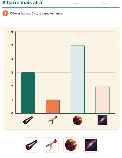 Pré-visualização da ficha de Gráficos e dados com Espaço para 1º ano do ensino fundamental
